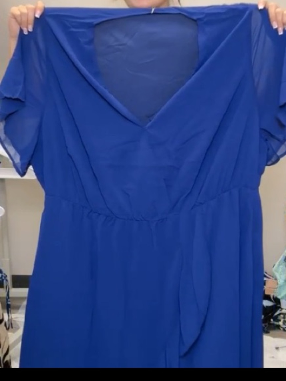 BloomChic Vibrant Blue V-Neck Midi Dress
